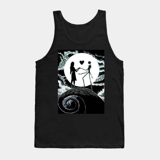 Jack and Sally, the nightmare before Christmas, jack halloween, Halloween Love Tank Top by JDVNart